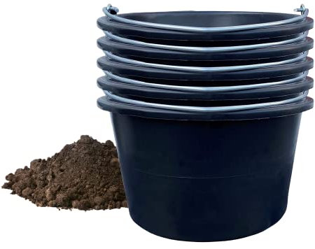 5 STK. 40 Liter Mörtelkübel, Baueimer, Eimer, Zementeimer, Tuppe kranbar in schwarz mit extrem stabilen Henkel