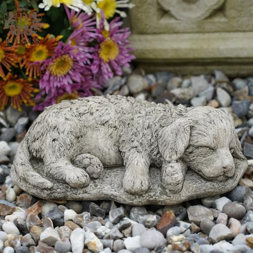Statue de chien Golden Retriever en pierre | Décoration de jardin en béton