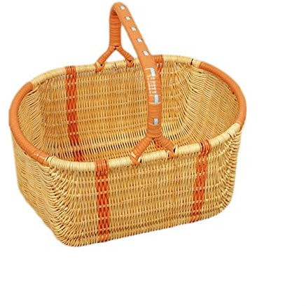 Picknickkorb mit großer Kapazität im Freien Tragbarer Picknickkorb, handgefertigter Wicker-Aufbewahrungskorb, Outdoor-Gewebe-Strohfrüchte Korb für einkaufen Gartenarbeit Picknickkörbe Set Geschenk für