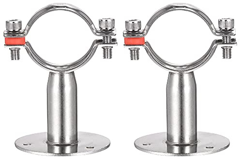 sourcing map Wall Mount Ceiling Mount Pipe Support, 304 Stainless Steel Adjustable Pipe Strap Clamp for 48-51mm Pipe 2pcs