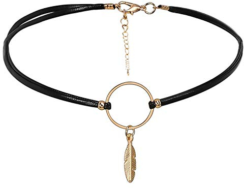 Gualiy Halskette Choker Damen Tattoo Halsband Schlangenhaut Muster Rock Hoker Gothic Halsband Kropfband Schwarz Gold 33.5+7.2CM