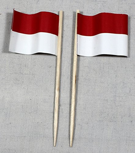 Indonesien Flaggen Picker Party Zahnstocher Papierfähnchen in Profiqualität 50 Stück Beutel Offsetdruck Riesenauswahl