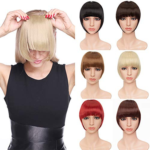 TESS Pony Haarteil Extensions Clip in wie Echthaar Haarverlängerung Franse Bang Haarteile glatt 2 Clips günstig Extension 30g Rabenschwarz