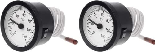 RANRAO Kapillar-Temperaturmessgerät, Thermometer, Zifferblattthermometer mit Sensor, Kapillartemperaturanzeige, 0-120 °C, für Wasser, Flüssigkeit und Öl, 2 Stück