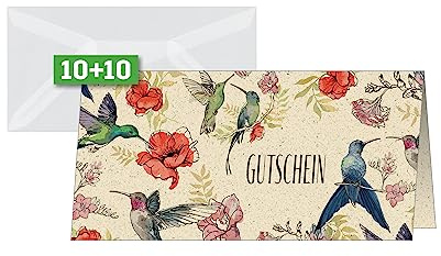 Sigel Gutscheinkarten Hummingbirds DIN lang 10 Stück Graspapier