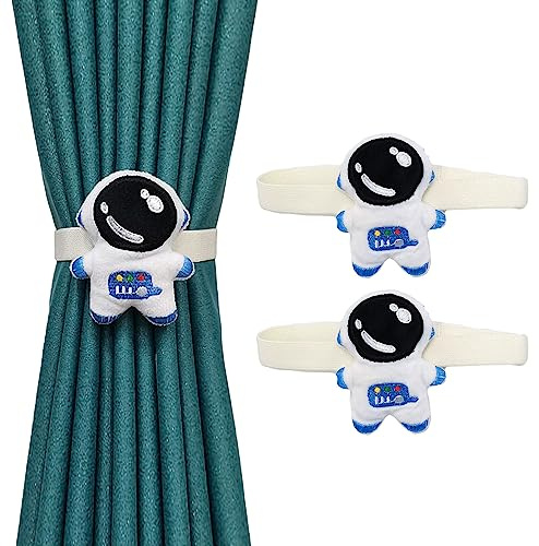 CULASIGN 2 Stück Raffhalter ​für Vorhänge, Kinderzimmer Vorhang Raffhalter Panda Astronaut Vorhang Seil, Vorhanghalter Gardinenhalter für für Zuhause Dekoration (2pcs,Astronaut)
