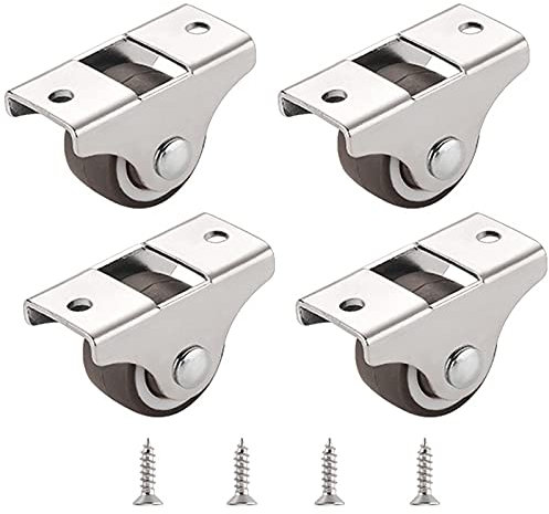 Kleine Rollen für Möbel, Bockrollen-Set, 25 mm Raddurchmesser, Lenkrollen zum Bewegen von Möbeln, hochelastische, verschleißfeste TPE-Gummiräder (4 Stück)