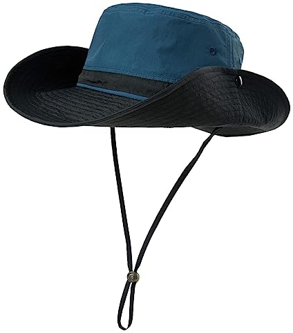 Comhats Herren Sonnenhut mit UV-Schutz, Outdoor Fischerhut, faltbar, Damen Wanderhut, Unisex Buschhut, Sommerhut, Hiking, breiter 50+ Boonie, Gartenhut, Tropenhut, wasserdicht Marineblau M