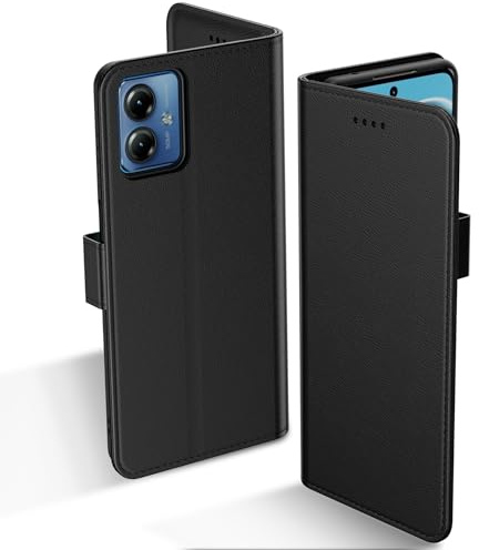 Aiziki Coque pour Motorola Moto G14, Etui Protection Housse Premium en Cuir PU, [Pochette de Portefeuille] [Fermeture Magnétique] [Etui à Rabat]- Noir