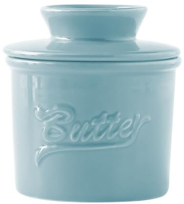 Xafrstyu Beurrier En Céramique, Beurrier Français Avec Couvercle, Conservateur De Beurre Avec Ligne D'eau, Récipient à Beurre pour Beurre Mou, Gardien De Beurre, pour Beurre Frais à Tartiner (bleu)