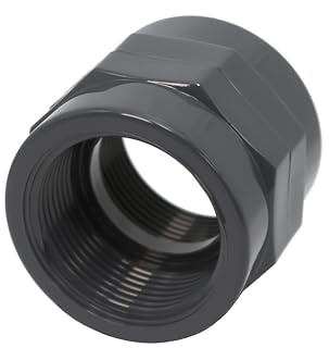 HAF 1x PVC Fittings Gewindemuffe mit 1 1/2 | Innengewinde x Innengewinde | Übergangsmuffe aus grauem PVC-U | PN16 für PVC Rohr, Schwimmbad, Poolverrohrung, Druckleitung, Rohrleitung, Pool & Teich