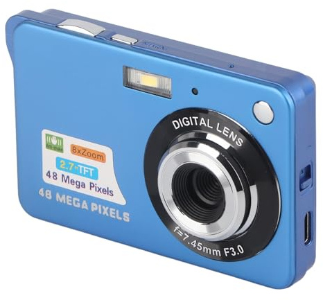 LOCADENCE 4K Digitalkamera, 48 MP Digitalkamera für Kinder, 8 Fach Zoom Anti Shake Vlogging Kamera mit 2,7 Zoll Bildschirm, Tragbare Taschenkamera für Teenager, Studenten (Blau)