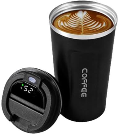 Botella de agua LED con temperatura | Vaso de café con pantalla de temperatura | Botella de agua de acero inoxidable | Pantalla LED de temperatura con tapa a prueba de derrames | Taza de café térmica
