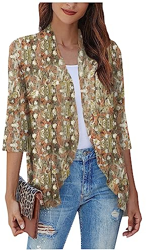 SCBFDI Cardigan Elegante Donna, Cardigan Kimono Per le Donne Cardigan Aperto Con Volant, Casual, Manica 3/4, Maglioni Leggeri, Spolverino, Ragazze, Moda, Giacca Donna Elegante Cerimonia, Cardigan Donn