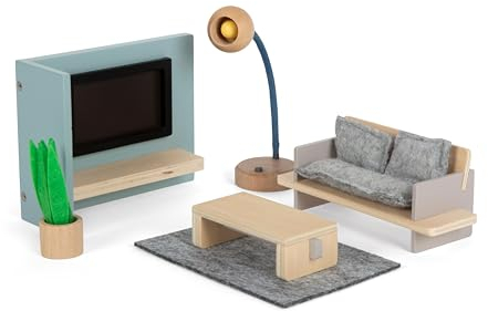 Small Foot Puppenhausmöbel Wohnzimmer aus Holz, Möbel-Set für das Puppenhaus, für Kinder ab 3 Jahren, 12633