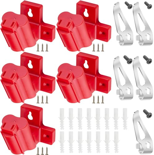 Xiatiaosann Tool Holder Mount for Milwaukee M12 12V Drill Tool & Battery Holder for Milwaukee M12 6.0 Battery with Belt Clip Hook for Milwaukee, Screws, PlasticScrews (5 Pack)