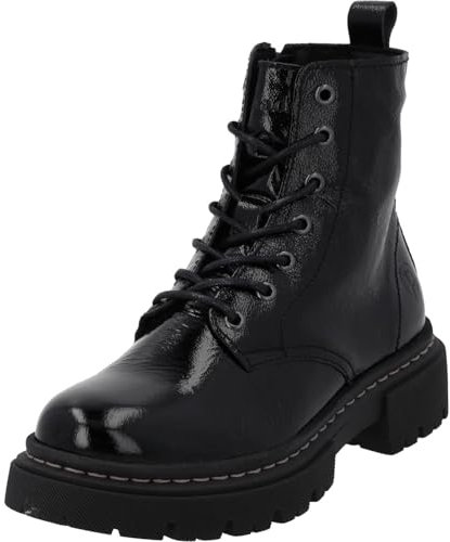 Palado Stiefeletten Damen Biak – bequeme Boots Made in Portugal - leicht gefütterte Stiefel - modische Winterschuhe Schwarz Lack UK8 - EU41