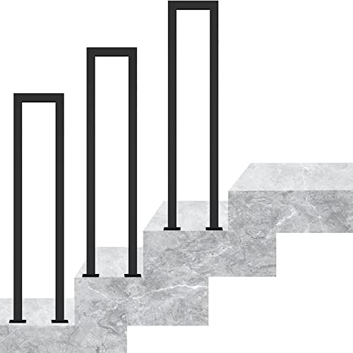 Outdoor Stair Railing, Black Metal Transitional Handrail for Exterior Steps, Powder Coating Wrought Iron Hand Rails, Terrace Decking Balustrade for Indoor Outdoor (Size : 90cm(2.9ft))