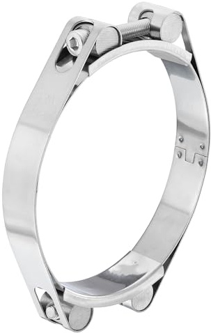sourcing map T-Bolt Hose Clamp, 304 Stainless Steel Intake Soft Hose, Clamp Range 115-125mm for 4.92 Hose ID, T-Clamps for Automotive, Intercooler, Radiator, Silver