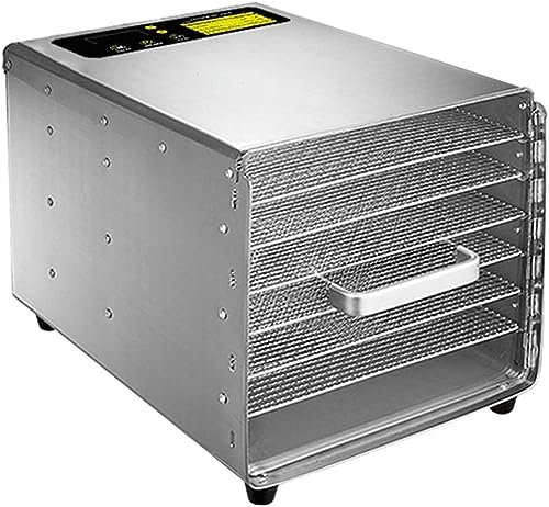 IUBGFTO Deshidratador De Alimentos, Temporización De Programación - Control De Temperatura, con 6 Bandejas Apilables, Bajo Consumo De Energía, Fácil De Limpiar, Hogar / 680W, Rectángulo Gris