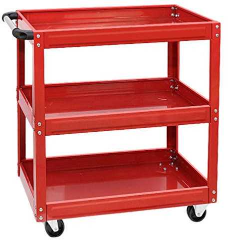 Heavy Duty 3 Tier Tool Cart with Lockable Cabinet 100kg Capacity Ideal for Warehouse Organization