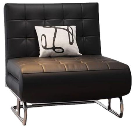 Ausziehbares Schlafsofa mit verstellbarer Rückenlehne und Kissen, Chaiselongue, schwarz, Größe M für kleine Räume, Heimbüro, 5 Positionen, Futon