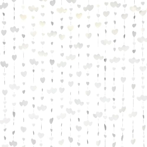 4 Stück 4m Hängende Herz Girlande in Weiß, 16 cm Deko für Hochzeit, Geburtstag, Brautparty