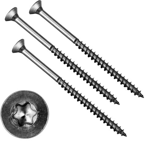 RYSUPPLY Spanplattenschrauben TORX aus Edelstahl 5 x 60 Holzschrauben mit Teilgewinde | 100 Stück | In diversen Größen und Mengen erhältlich