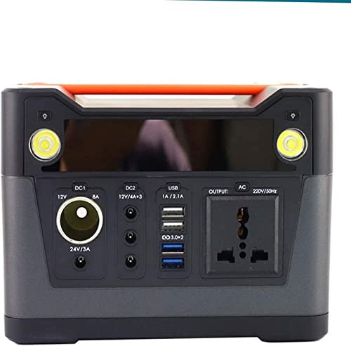 HTDRE Generatore Portatile da Esterno YKLL, 300 Wh, Stazione di Alimentazione di Emergenza con Inverter CC CA, Caricato Tramite Pannello Solare, Presa a Muro per Campeggio