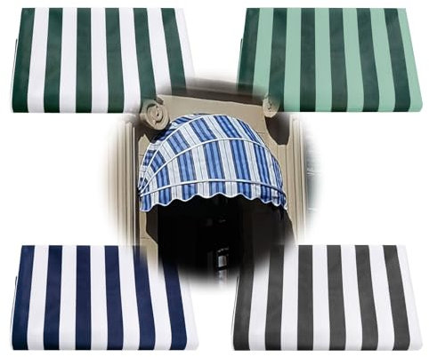 Tende Da Sole Per Finestra, Tettoia For Porta A Cupola Emisferica, Tettoia A Cupola Pieghevole Per Porte, Tende Con Telaio Galvanizzato, For Cortile Negozio(Blue Stripe,60cm/23.62in)