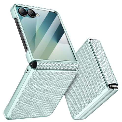 Doeshine Funda para Samsung Z Flip 7 (Non para Z Flip 7 FE), Protección de Pantalla Trasera y Protección de Bisagras, Textura de Moda Delgada, Carcasa para Samsung Galaxy Z Flip 7 5G 2025 (Menta)