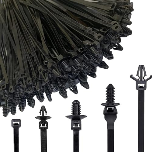 Cable Zip Tie Holder – 160PCS Automotive Clips, Push Mount Wire Ties, Strong Nylon Construction | Weatherproof Installation Support, Efficient Harness Organizer for Automotives, Wiring Projects