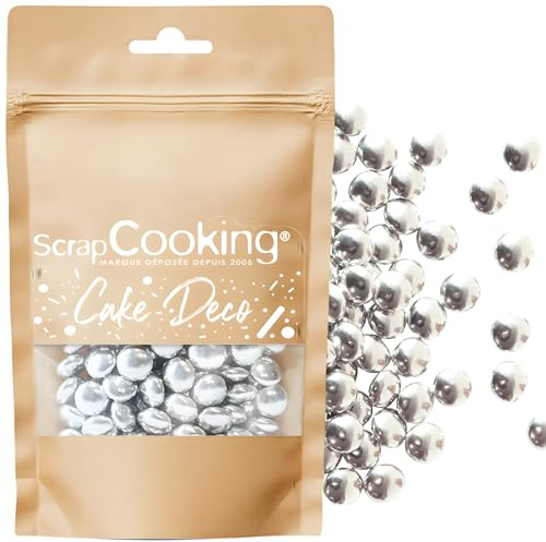 ScrapCooking - Dragées Chocolat Argentées 60 g - Décorations Alimentaires Pâtisserie - Décors Sucrés Comestibles - Perles Sprinkles - Desserts, Gâteaux, Bûches - Noël, Anniversaire - Argent - 7477