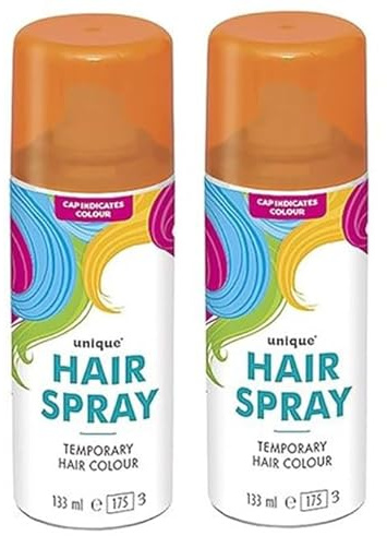 Colorfull Temporary Hair Spray Kids/Adults Easy to Apply and Remove Color Dye for any Party and Occasions (Orange, Two Spray Bottle)