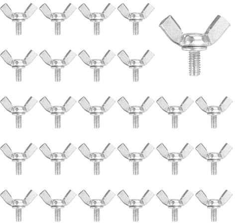 sourcing map 40 bulloni a vite a farfalla M4 x 8 mm, in acciaio al carbonio zincato, viti a testa zigrinata, per casa, macchina, apparecchiature elettroniche