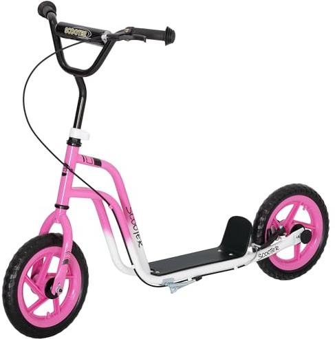 AIYAPLAY Kinderroller Scooter Tretroller Kickscooter mit verstellbarem Lenker, großen Rädern und Handbremse 12 Zoll Cityroller für 5-12 Jahren Jungen und Mädchen Rosa