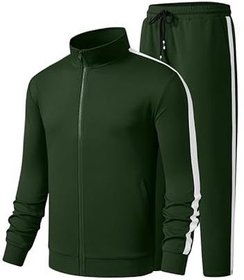 JMIERR Herren Traingsanzug Set Streatwear 2-Teiliger Jogginganzug Full Zip | 2-teiliger Tracksuit,Sportanzug herren ohne Kapuze,Kordelzug Taille,training,outdoor,freizeit