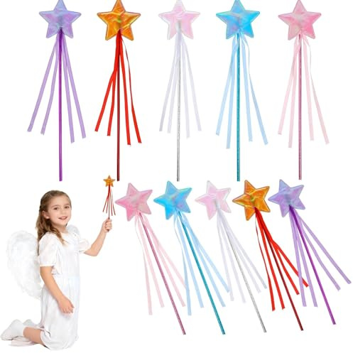 YCZARD 10Pcs Fairy Wands for Girls Princess, 14In Star Magic Wands Fairy Magic Star Wand Dress-up Stars Wand for Grils Birthday Party Supplies