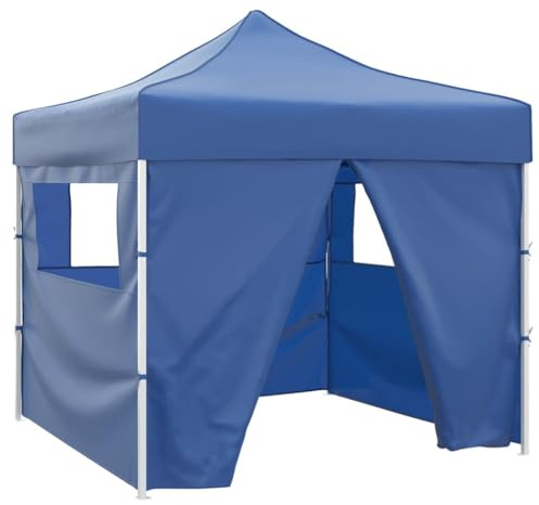Tonnelle de Jardin Pliable, Tente de Réception Pavillon Barnum de Jardin avec 4 parois Bleu 3 x 3 m