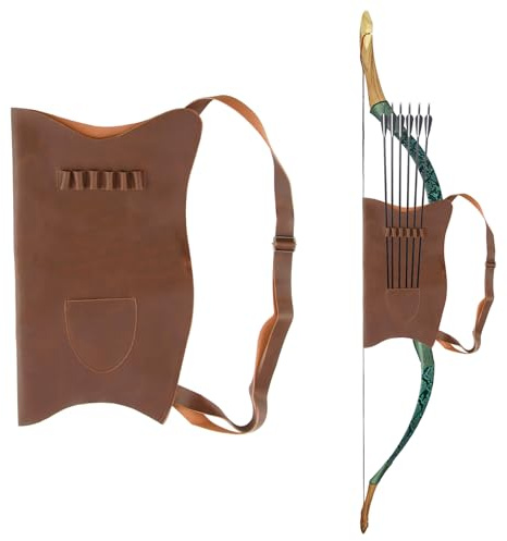 Archery Bow Carrier with Arrow Slots,Archery Back Arrow Quiver Arrow Holder,Adjustable Shoulder Strap for Hiking Hunting,Shooting Targeting,Training,Cosplay,Microfiber Leather,Archer Accessories