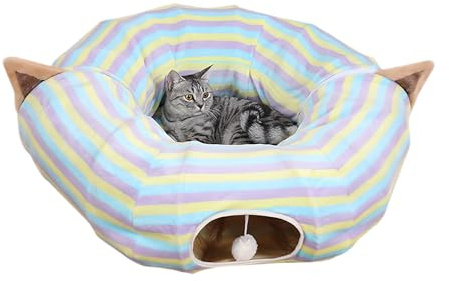 Vikbar kattunnel, interaktiv leksak, 117 x 25 cm lekrör med färgglada ränder, bärbar katt med kul, husdjurstillbehör med underhållning, kattunge leksak för födelsedag