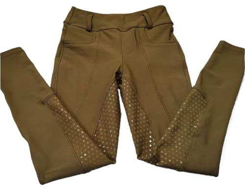 Ridsport leggings dam sport tights full silikon 4 sätt stretch hästbyxor med telefonficka kläder för kvinnor, Brun, L