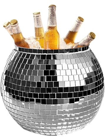 Ishink i – cocktail champagne öl vinkylare, 3 l spegel ishink, fest/dans reflekterande champagnehinkar, ispellets