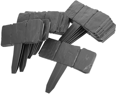 Lurrose Lot de 20 Bordures Modulables en Plastique Flexible Imitation Pierre, Clôture Horticole Résistante pour Pelouse, Parterres et Balcon
