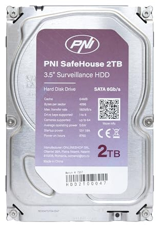 PNI Internal Hard Disk SafeHouse 2TB 3.5 HDD, CCTV, 64MB, SATA III, 7200 RPM for surveillance systems