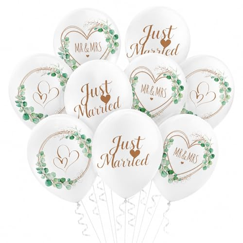 DazzJoy 30 Stück Luftballons Hochzeit Deko, Just Married Ballon, Just Married Deko Mr und Mrs Luftballon, Ballon Hochzeit, Hochzeitsballons Helium für Standesamt Deko, Hochzeitsdekoration für draußen