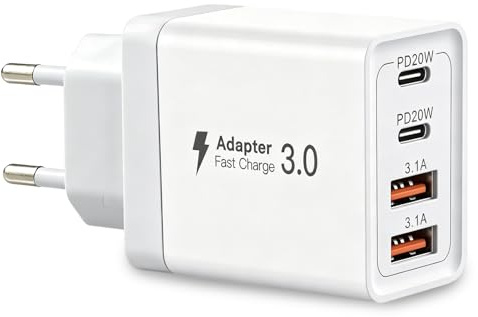 Cargador USB C 40W Cargador Múltiple 4 Puertos | Cargador Múltiple Cargadors QC+PD Rápido Pared Adaptador Tipo C, para i Phone 17 16 15 14 13 Pro Max Sa msung