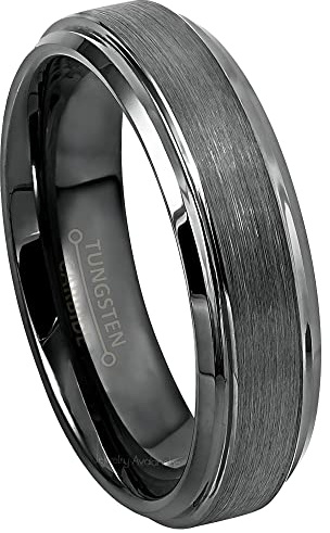 Jewelry Avalanche Brushed Gunmetal Tungsten Ring, 6mm Unisex Tungsten Wedding Band - #806s9