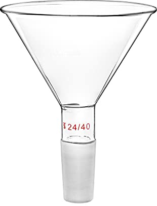 QWORK Glastrichter, Labortrichter, Pulvertrichter mit Kurzem Stiel, 100 mm Durchmesser, 24/40 Inner Joint