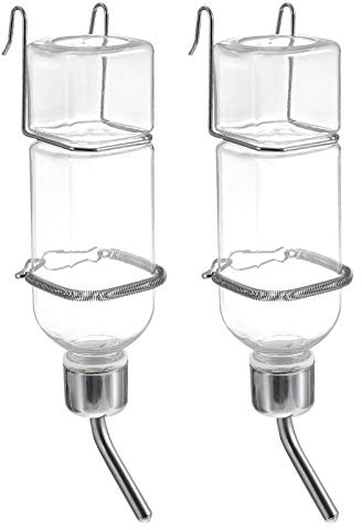 Balacoo 2 Pcs 350ml Guinea Pig Water Bottle No Drip Plastic Automatic Rabbit Water Feeder Hanging Fountains Pet Drinking Bottle with Hooks Springs for Amall Animals Transparent